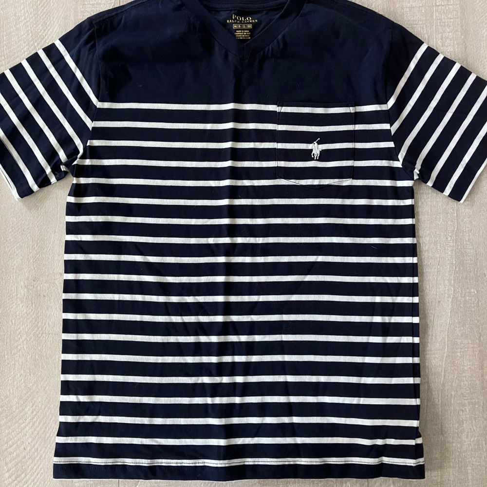 Polo by Ralph Lauren Men's Short Sleeve Navy and White Striped Tee
